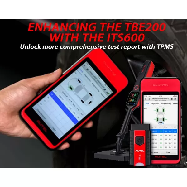 Autel MaxiTPMS TBE200 with Screen Wiper Tire Tread Depth &amp; Brake Disc Wear Examiner Touchscreen Real-time Tire Health Tire ID Scan Reports &amp; Repair Tips On ITS600