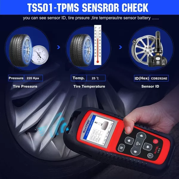Autel MaxiTPMS TS501 TPMS Programming Tool, 2023 Upgraded Car TPMS Scan Tool of TS408, TS401, Activate/Relearn All Known TPMS Sensors, Program Autel MX-Sensor [315 &amp; 433MHz], TPMS Diagnostics &amp; Reset
