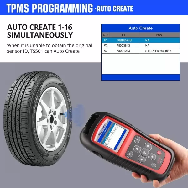 Autel MaxiTPMS TS501 TPMS Programming Tool, 2023 Upgraded Car TPMS Scan Tool of TS408, TS401, Activate/Relearn All Known TPMS Sensors, Program Autel MX-Sensor [315 &amp; 433MHz], TPMS Diagnostics &amp; Reset