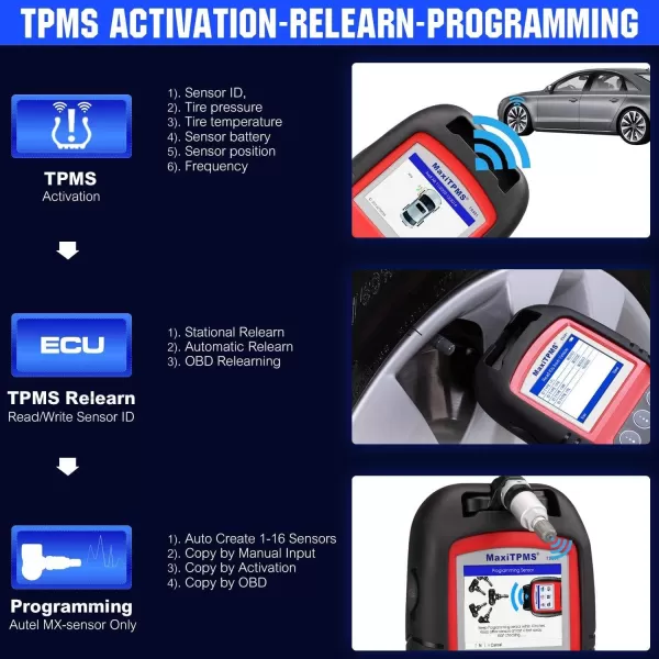 Autel MaxiTPMS TS501 TPMS Programming Tool, 2023 Upgraded Car TPMS Scan Tool of TS408, TS401, Activate/Relearn All Known TPMS Sensors, Program Autel MX-Sensor [315 &amp; 433MHz], TPMS Diagnostics &amp; Reset