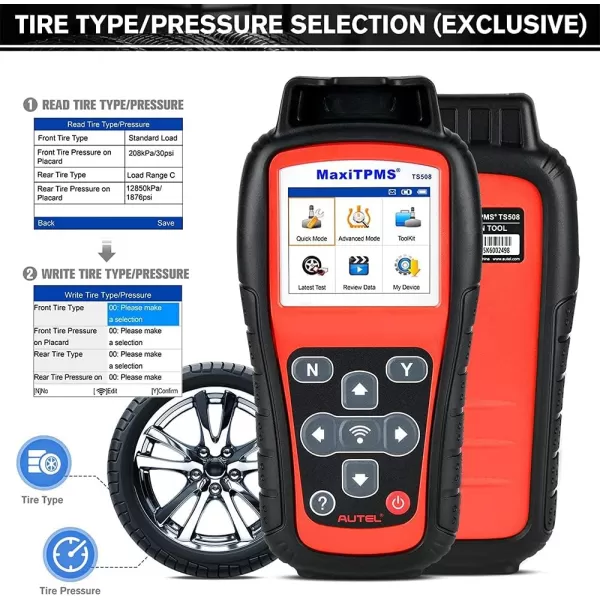 Autel MaxiTPMS TS508 Plus Extra Screen Wiper TPMS Relearn and Reset Tool MX Sensor Programming DTCs Check and Remove Quick and Advance Mode Tire Sensor ID Read and Clone Better TS408 