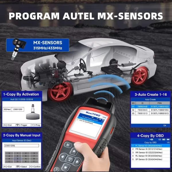 Autel MaxiTPMS TS508 TPMS Relearn Tool, 2022 Upgraded of TS501/TS408, Activate/Relearn/Reset All Sensors, One-Click TPMS Health Check, Program MX-Sensors , Read/Clear TPMS DTCs, Read/Clear TPMS DTCs)