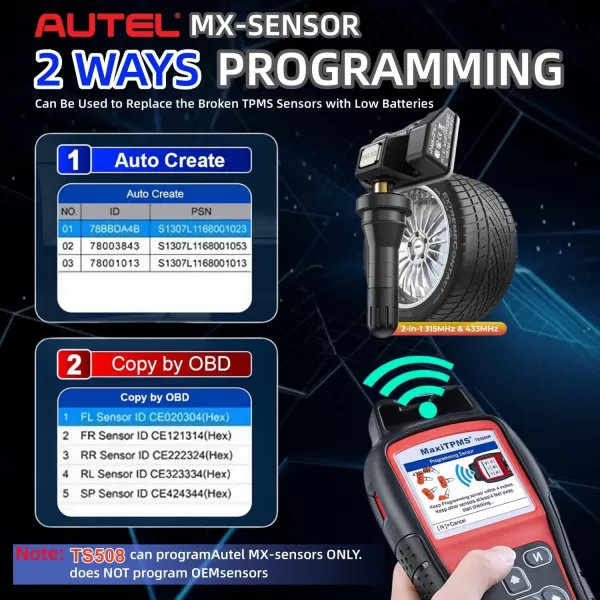 Autel MaxiTPMS TS508 TPMS Relearn/Activate/Reset/Diagnosis scan Tire Sensor Tool Quick &amp; Advance Mode Program MX Sensor Diagnostic Sensors ID Read/Clear TPMS DTCs