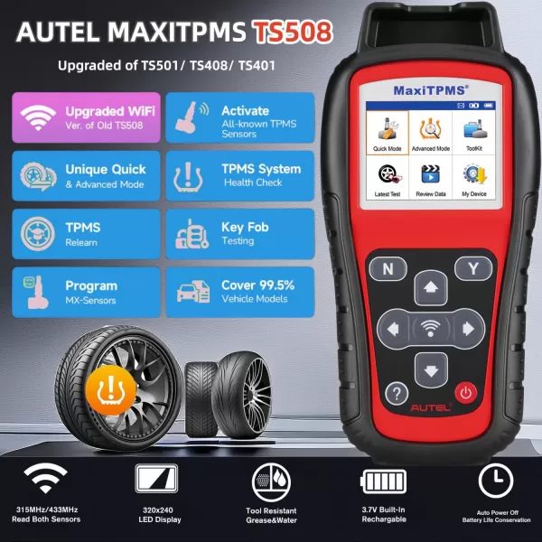 Autel MaxiTPMS TS508 TPMS Relearn/Activate/Reset/Diagnosis scan Tire Sensor Tool Quick &amp; Advance Mode Program MX Sensor Diagnostic Sensors ID Read/Clear TPMS DTCs