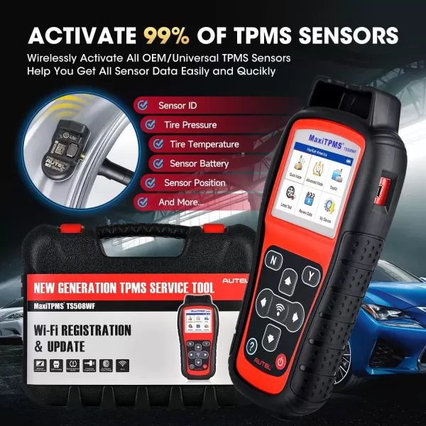 Autel MaxiTPMS TS508WF KIT TPMS Programming Tool, 2023 Newest WiFi Ver. of TS508 with $300 8PCS 4-in-1 MX-Sensor + 4PCS Metal Valve, Up of TS508K TS501 TS408 TS601, TPMS Relearn, Activate, Diagnostics