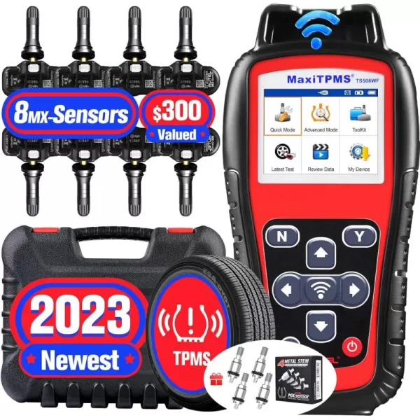 Autel MaxiTPMS TS508WF KIT TPMS Programming Tool, 2023 Newest WiFi Ver. of TS508 with $300 8PCS 4-in-1 MX-Sensor + 4PCS Metal Valve, Up of TS508K TS501 TS408 TS601, TPMS Relearn, Activate, Diagnostics