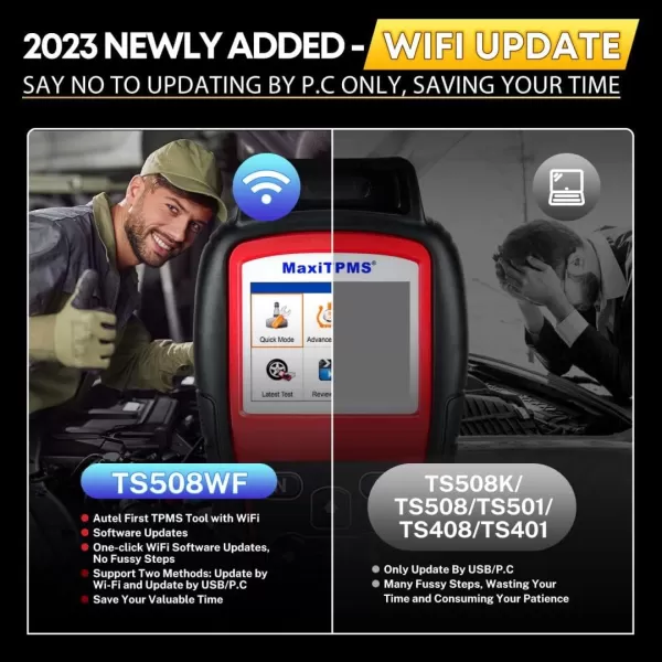 Autel MaxiTPMS TS508WF KIT TPMS Programming Tool, 2023 WiFi Ver. Upgrade of TTS508K TS508 TS501 TS408 w/ $150 4PCS 2-in-1 Press-in MX-Sensors, Activate/Relearn/Diagnosis All Sensors, Read/Clear DTCs