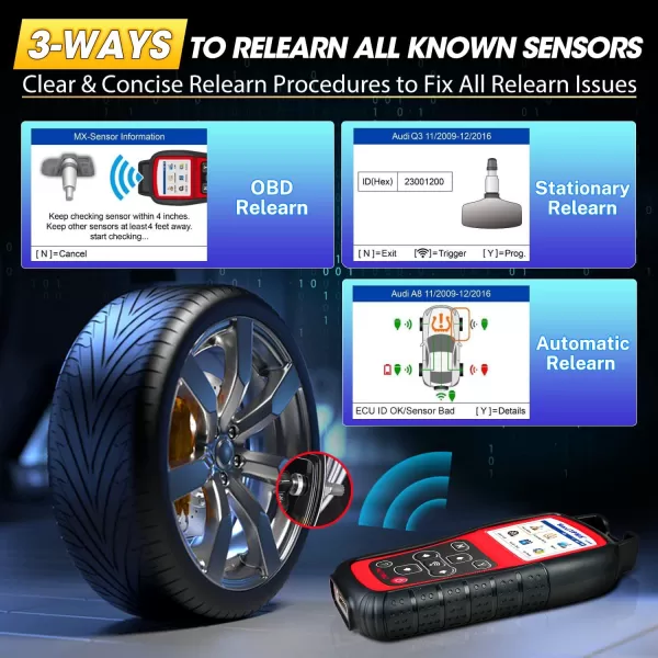 Autel MaxiTPMS TS508WF KIT TPMS Programming Tool, 2023 WiFi Ver. Upgrade of TTS508K TS508 TS501 TS408 w/ $150 4PCS 2-in-1 Press-in MX-Sensors, Activate/Relearn/Diagnosis All Sensors, Read/Clear DTCs