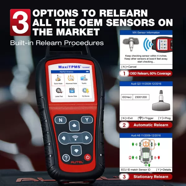Autel MaxiTPMS TS508WF KIT TPMS Tool, 2023 WiFi Ver. of TS601/ TS508K/ TS508, with $120 4PCS 315+433Mhz MX-Sensors, TPMS Programming, OBD Relearn/Activate, Clear TPMS DTCs, Lifetime Free Updates