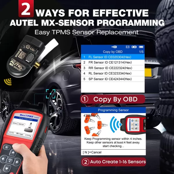Autel MaxiTPMS TS508WF KIT TPMS Tool, 2023 WiFi Ver. of TS601/ TS508K/ TS508, with $120 4PCS 315+433Mhz MX-Sensors, TPMS Programming, OBD Relearn/Activate, Clear TPMS DTCs, Lifetime Free Updates