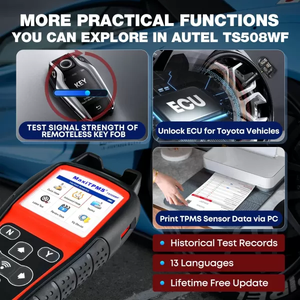 Autel MaxiTPMS TS508WF KIT TPMS Tool, 2023 WiFi Ver. of TS601/ TS508K/ TS508, with $120 4PCS 315+433Mhz MX-Sensors, TPMS Programming, OBD Relearn/Activate, Clear TPMS DTCs, Lifetime Free Updates
