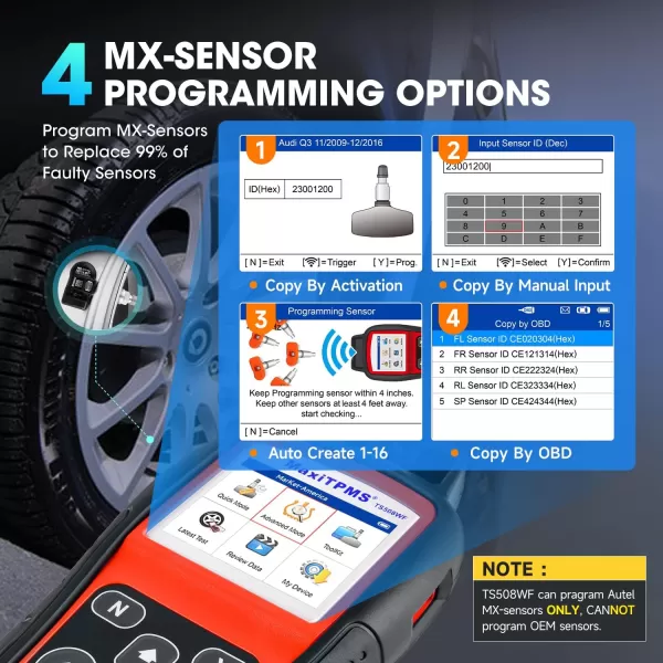 Autel MaxiTPMS TS508WF TPMS Programming Tool, 2023 Newest WiFi Ver. of TS508 TS501 TS408 TS601, Tire Pressure Monitor, Program MX-Sensors 315/433MHz, Relearn Activate All Sensors, TPMS Reset/Diagnose