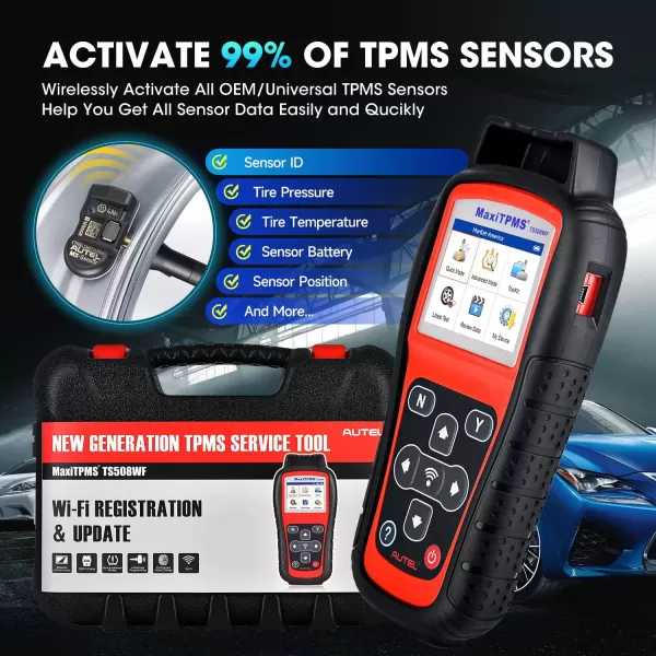 Autel MaxiTPMS TS508WF TPMS Programming Tool, 2023 Newest WiFi Ver. of TS508 TS501 TS408 TS601, Tire Pressure Monitor, Program MX-Sensors 315/433MHz, Relearn Activate All Sensors, TPMS Reset/Diagnose