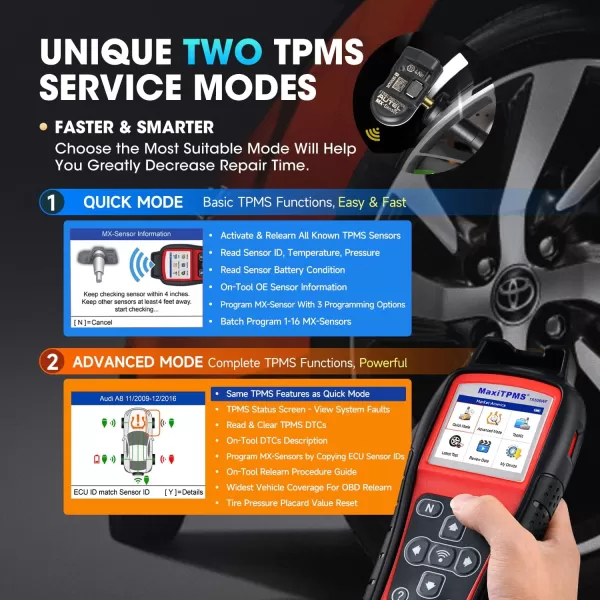 Autel MaxiTPMS TS508WF TPMS Programming Tool, 2023 Newest WiFi Ver. of TS508 TS501 TS408 TS601, Tire Pressure Monitor, Program MX-Sensors 315/433MHz, Relearn Activate All Sensors, TPMS Reset/Diagnose