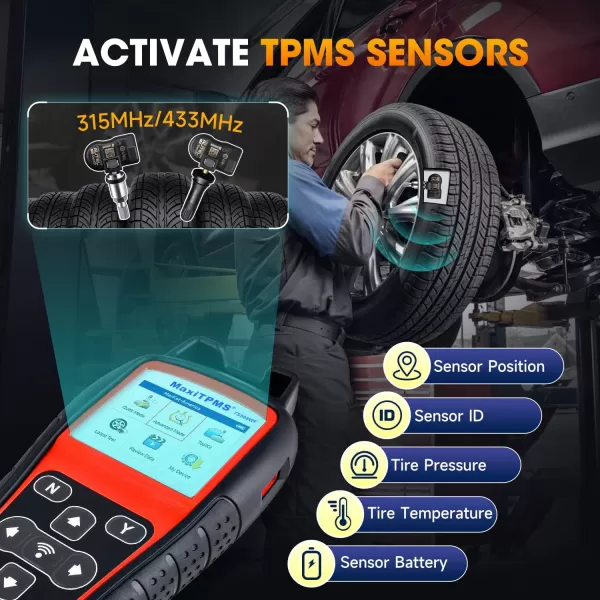 Autel MaxiTPMS TS508WF TPMS Programming Tool, 2023 Upgraded WiFi Ver. of TS508 TS501 TS408, Activate/Relearn/Diagnosis All Known Sensors, Program MX Sensor, Read/Clear TPMS DTCs, Quick &amp; Advance Mode