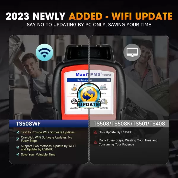 Autel MaxiTPMS TS508WF TPMS Programming Tool, 2023 Upgraded WiFi Ver. of TS508 TS501 TS408, Activate/Relearn/Diagnosis All Known Sensors, Program MX Sensor, Read/Clear TPMS DTCs, Quick &amp; Advance Mode