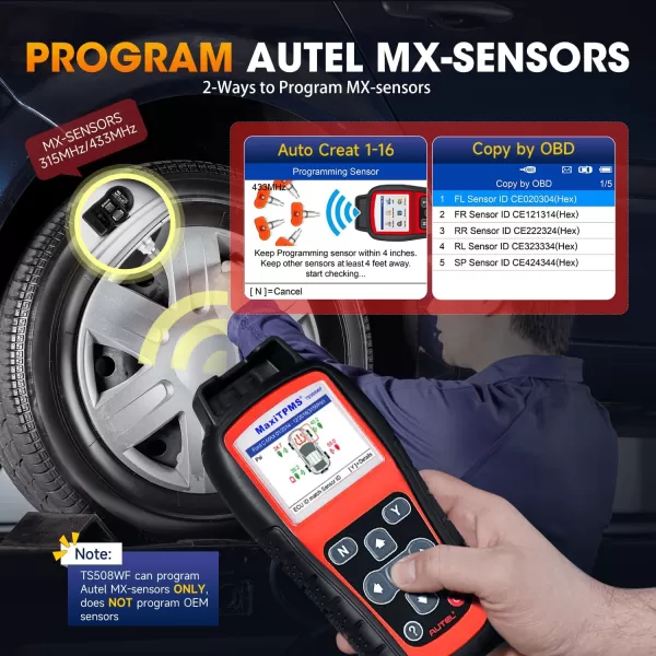 Autel MaxiTPMS TS508WF TPMS Programming Tool, 2023 Upgraded WiFi Ver. of TS508 TS501 TS408, Activate/Relearn/Diagnosis All Known Sensors, Program MX Sensor, Read/Clear TPMS DTCs, Quick &amp; Advance Mode
