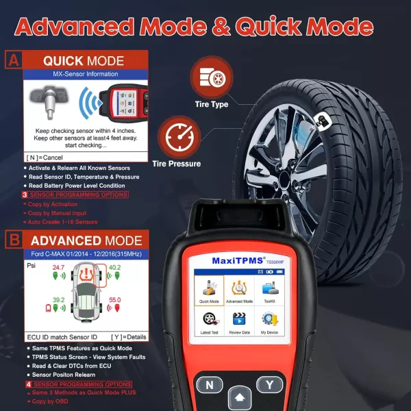 Autel MaxiTPMS TS508WF TPMS Relearn Tool, 2023 Enhanced TS508 Wi-Fi Version, Mx-Sensor TPMS Progamming Tool, One-Click TPMS Diagnose &amp; Reset, Activate All Sensors, Live Data, Read/Clear TPMS DTCs