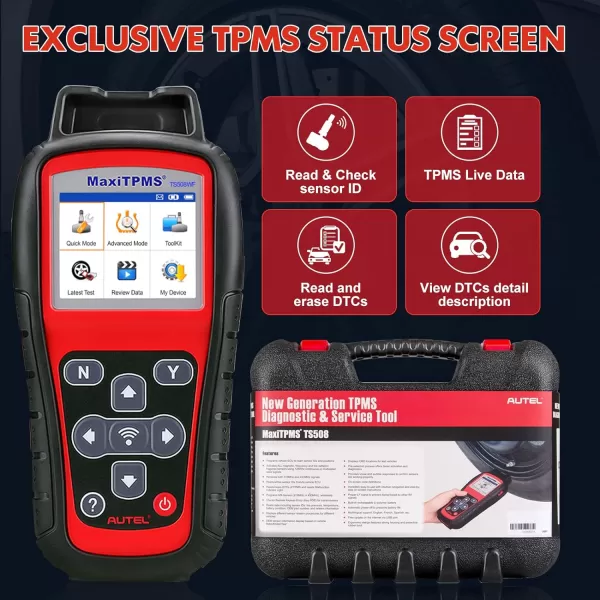 Autel MaxiTPMS TS508WF TPMS Relearn Tool, 2023 Enhanced TS508 Wi-Fi Version, Mx-Sensor TPMS Progamming Tool, One-Click TPMS Diagnose &amp; Reset, Activate All Sensors, Live Data, Read/Clear TPMS DTCs
