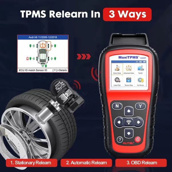 Autel MaxiTPMS TS508WF TPMS Relearn Tool, 2023 Enhanced TS508 Wi-Fi Version, Mx-Sensor TPMS Progamming Tool, One-Click TPMS Diagnose &amp; Reset, Activate All Sensors, Live Data, Read/Clear TPMS DTCs