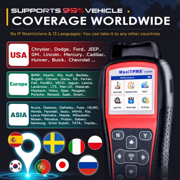 Autel MaxiTPMS TS508WF TPMS Relearn Tool, 2023 Newest WiFi Upgrade of TS508, TS501, TS408, Activate/Relearn All Sensors, Program MX-Sensors , TPMS Reset/Diagnosis, Read/Clear TPMS Code, TPMS Reset/Diagnosis, Read/Clear TPMS Code)