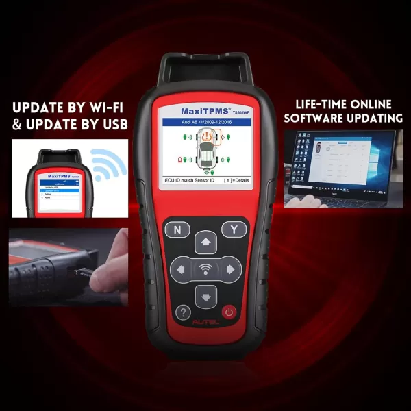 Autel MaxiTPMS TS508WF TPMS Relearn Tool - 2023 Newest WiFi Ver. of TS508/TS601, Activate/Relearn/Reset/Diagnosis All Sensors, Program MX Sensor, TPMS Programming Tool Quick &amp; Advance Mode
