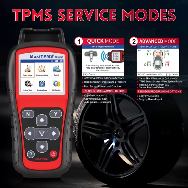 Autel MaxiTPMS TS508WF TPMS Relearn Tool - 2023 Newest WiFi Ver. of TS508/TS601, Activate/Relearn/Reset/Diagnosis All Sensors, Program MX Sensor, TPMS Programming Tool Quick &amp; Advance Mode
