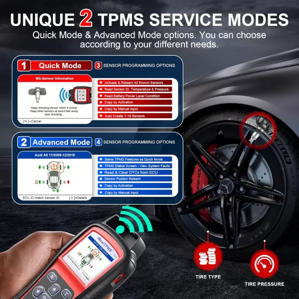 Autel MaxiTPMS TS508WF WiFi TPMS Programming Tool, 2023 Updated Ver. of TS508/TS601, Program MX-Sersors 315/433MHz, Relearn/Activate All Sensors, Read/Clear DTCs, TPMS Reset, Support Lifetime Update