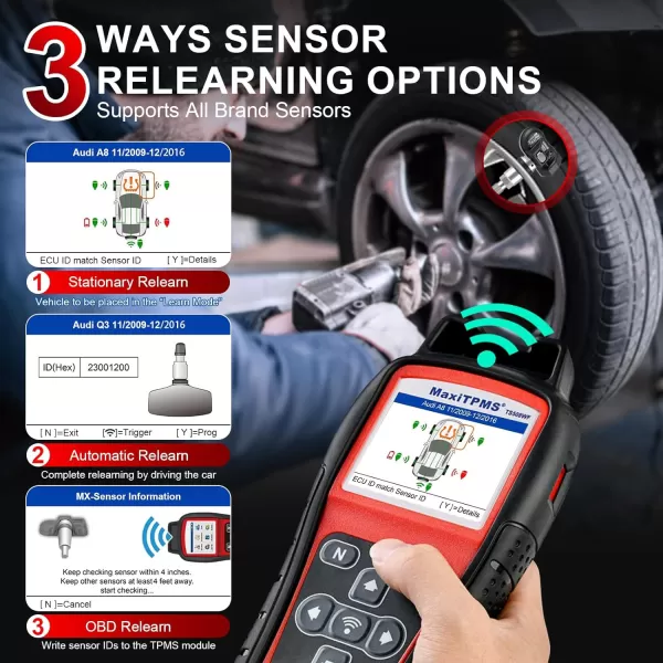 Autel MaxiTPMS TS508WF WiFi TPMS Programming Tool, 2023 Updated Ver. of TS508/TS601, Program MX-Sersors 315/433MHz, Relearn/Activate All Sensors, Read/Clear DTCs, TPMS Reset, Support Lifetime Update