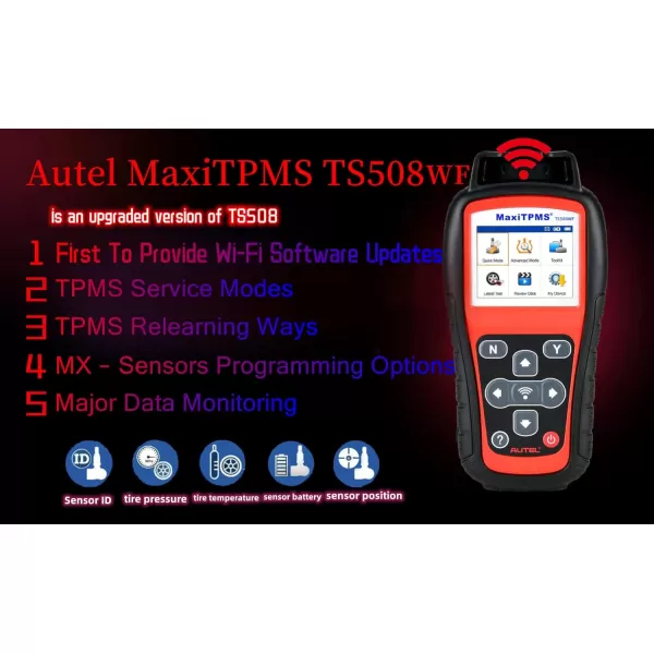 Autel MaxiTPMS TS508WF WiFi TS508 MX Sensor Programming TPMS Diagnostic OBD Relearn Activate Read Copy TPMS Sensor Read/Clear TPMS DTCs Free Lifetime Update Better TS408 Lite of TS608 ITS600 MS906TS