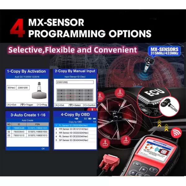 Autel MaxiTPMS TS508WF WiFi TS508 MX Sensor Programming TPMS Diagnostic OBD Relearn Activate Read Copy TPMS Sensor Read/Clear TPMS DTCs Free Lifetime Update Better TS408 Lite of TS608 ITS600 MS906TS