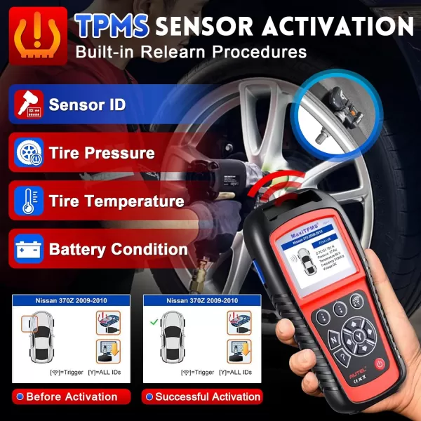 Autel MaxiTPMS TS601 TPMS Relearn Tool - TPMS Programming Tool Upgrade of Autel TS508K/TS508/TS501/TS408/TS401, Activate/Relearn All Known TPMS Sensors, Program MX-Sensors , TPMS Reset, TPMS Reset)