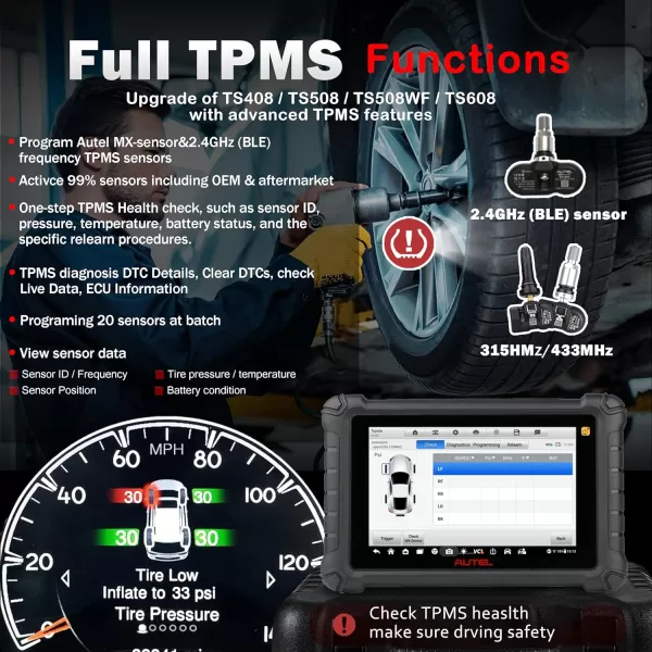 Autel MaxiTPMS TS900, Autel TPMS Programming Tool, Autel Scanner, Program MX Sensor, Full TPMS, Bi Directional Control, All System Diagnostics, Better TS408 TS508 TS608 MX808 MX900 Same as MX900TS