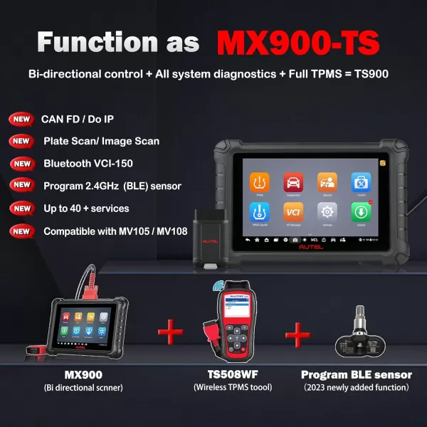 Autel MaxiTPMS TS900, Autel TPMS Programming Tool, Autel Scanner, Program MX Sensor, Full TPMS, Bi Directional Control, All System Diagnostics, Better TS408 TS508 TS608 MX808 MX900 Same as MX900TS