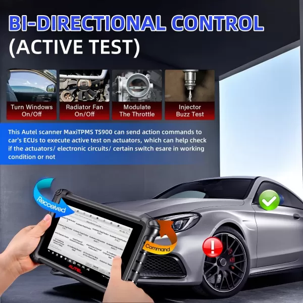 Autel MaxiTPMS TS900 TPMS Programming Tool OBD2 Scanner Upgrade of MX900 TS608 MX808 MK808, Activate/Read/Relearn All Known TPMS Sensors, All System Diagnostic Bidirectional Scan Tool DoIP&amp;CAN FD