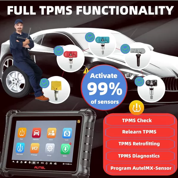 Autel MaxiTPMS TS900 obd2 Scanner TPMS Sensors Programming Tool Upgrade of Autel Scanner TS608 Same as MX808 All System Diagnostic Active Test 40+Services Sensor Program/Relearn Better TS408 508 MK808