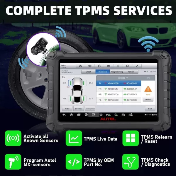 Autel MaxiTPMS TS900 obd2 Scanner TPMS Sensors Programming Tool Upgrade of Autel Scanner TS608 Same as MX808 All System Diagnostic Active Test 40+Services Sensor Program/Relearn Better TS408 508 MK808