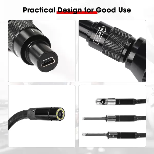Autel MaxiVideo MV105S Digital Inspection Camera, 5.5mm Diameter Waterproof Industrial Endoscope with Super Bright LED, 39.37 '' Flexible Snake Cable, Compatible with Autel MaxiCOM MaxiSYS series &amp; PC