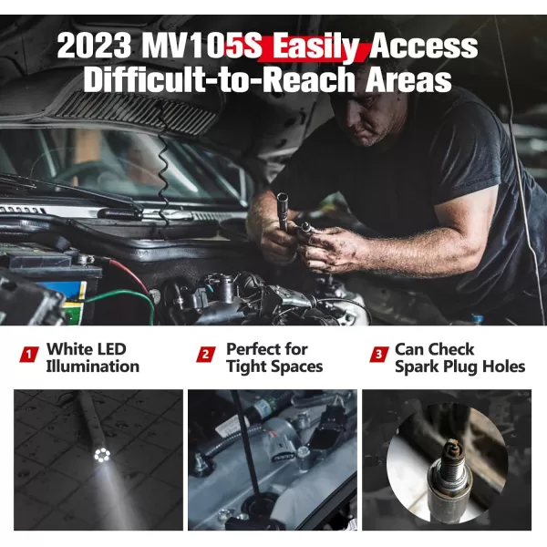 Autel MaxiVideo MV105S Digital Inspection Camera, 5.5mm Diameter Waterproof Industrial Endoscope with Super Bright LED, 39.37 '' Flexible Snake Cable, Compatible with Autel MaxiCOM MaxiSYS series &amp; PC