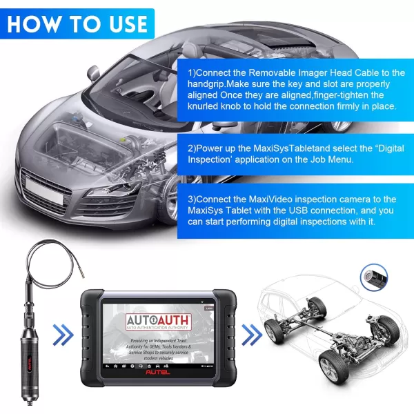 Autel MaxiVideo MV108S Inspection Camera - 8.5mm Diameter Digital Borescope Inspection Camera, Compatible Scanner MK906PRO/MK808/MX808/MK808Z-BT/MP808/ultra, Upgraded Inspection Camera