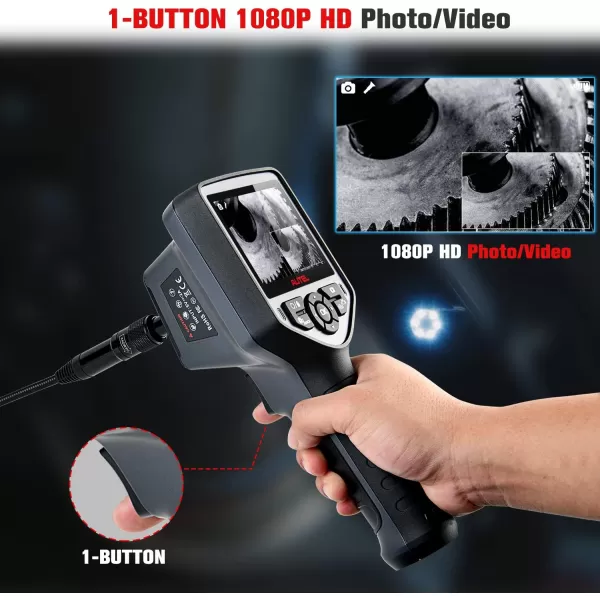 Autel MaxiVideo MV480 Inspection Camera, 2023 Newest 1080P HD Industrial Endoscope Video Scope, Videoscope with Audio Annotation, Dual Cameras, 360°Rotation, 7 X Zoom, Upgraded Ver. of MV460