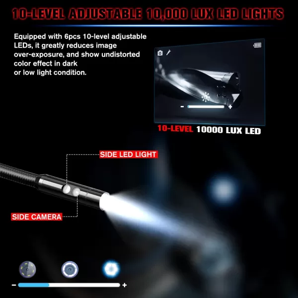 Autel MaxiVideo MV480 Inspection Camera, 2023 Newest 1080P HD Industrial Endoscope Video Scope, Videoscope with Audio Annotation, Dual Cameras, 360°Rotation, 7 X Zoom, Upgraded Ver. of MV460