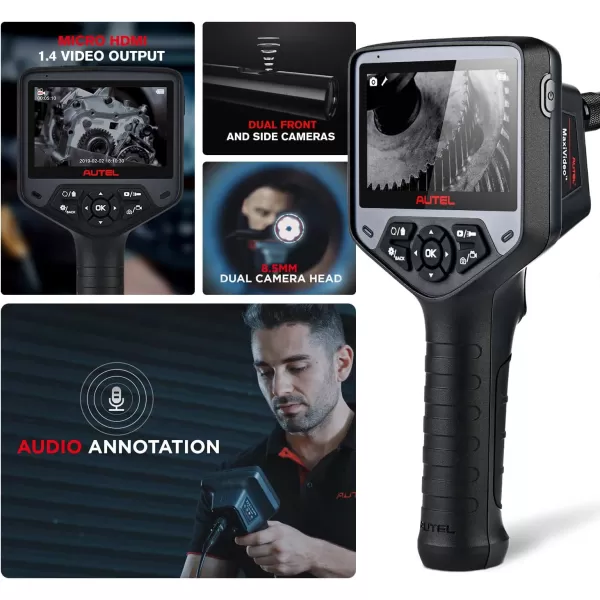 Autel MaxiVideo MV480 Inspection Camera, 2023 Newest 1080P HD Industrial Endoscope Video Scope, Videoscope with Audio Annotation, Dual Cameras, 360°Rotation, 7 X Zoom, Upgraded Ver. of MV460