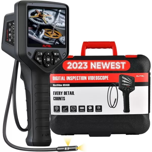 Autel MaxiVideo MV480 Inspection Camera, 2023 Newest 1080P HD Industrial Endoscope Video Scope, Videoscope with Audio Annotation, Dual Cameras, 360°Rotation, 7 X Zoom, Upgraded Ver. of MV460