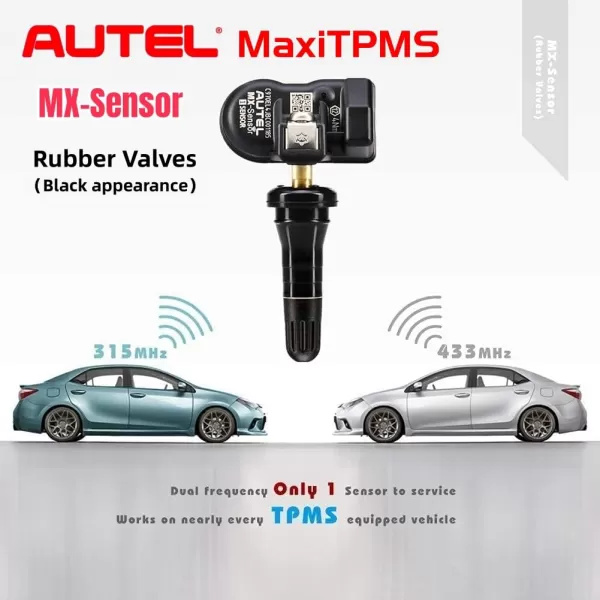 Autel Maxitpms MX Sensor 8pcs Pack with Rubber Stem TPMS Sensor 315MHz/433MHz Universal Tire Replacement Sensor Work with TS401/TS408/TS601/TS508/TS601/TS608/MK808TS/ms906ts/its600