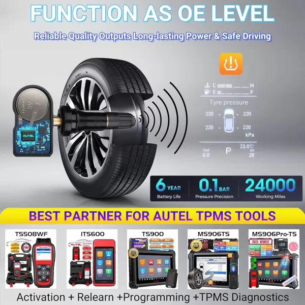 Autel Maxitpms MX Sensor 8pcs Pack with Rubber Stem TPMS Sensor 315MHz/433MHz Universal Tire Replacement Sensor Work with TS401/TS408/TS601/TS508/TS601/TS608/MK808TS/ms906ts/its600