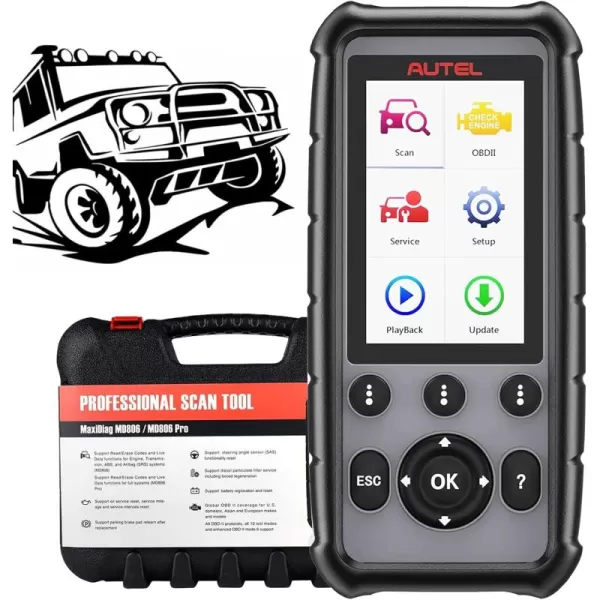 Autel OBD2 Scanner MD806 Pro - Full System Diagnostic Scan Tool with 7 Special Services, Upgrade Ver. of MD802/ MD805/ MD806/ MD808, Oil Reset, EPB, SAS, BMS, Throttle, Free Update &amp; Report Print