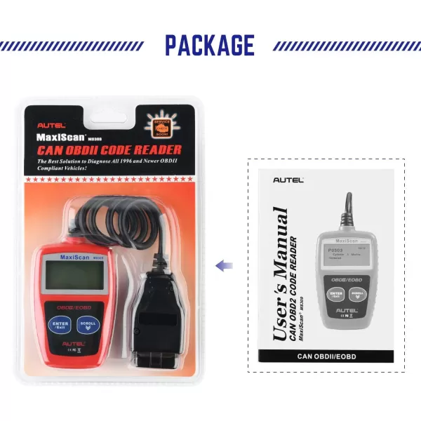 Autel OBD2 Scanner MS309 Universal Car Engine Fault Code Reader, Check Engine Light and Emission Monitor Status, OBDII CAN Diagnostic Scan Tool