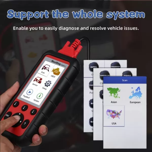Autel OBD2 Scanner MaxiDiag MD808 Pro All System Diagnostic Scan Tool Upgraded of MaxiCheck Pro/ MD806/ MD805/ MD802 Oil and Battery Reset Registration Parking Brake Pad Relearn SAS/SRS/ABS/EPB/BMS