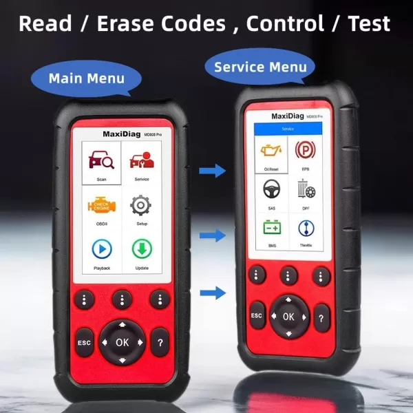 Autel OBD2 Scanner MaxiDiag MD808 Pro All System Diagnostic Scan Tool Upgraded of MaxiCheck Pro/ MD806/ MD805/ MD802 Oil and Battery Reset Registration Parking Brake Pad Relearn SAS/SRS/ABS/EPB/BMS